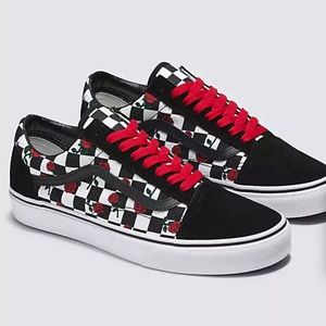 Vans Custom Roses Checkerboard Old Skool